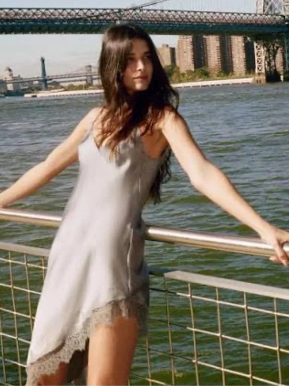Zara Satin Lace Trim Asymmetrical Slip Dress NWT 9189/332 - Picture 2 of 6